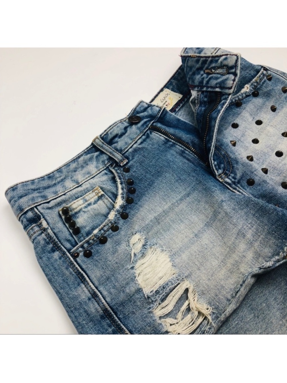 Pull&Bear Studded Distressed Jean Microshorts